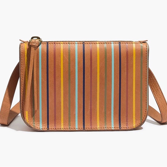 Madewell Handbags - Madewell Tan The Simple Pouch Belt Bag Rainbow Stripe Edition